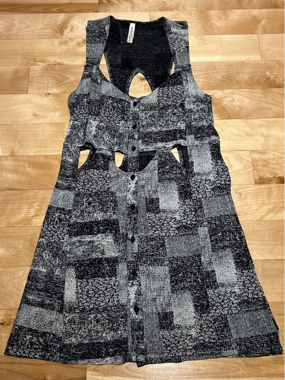 RVCA Black and Gray Patterned Mini Dress